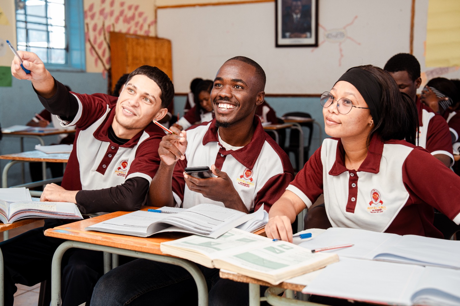 Pupils sharing a light moment during class